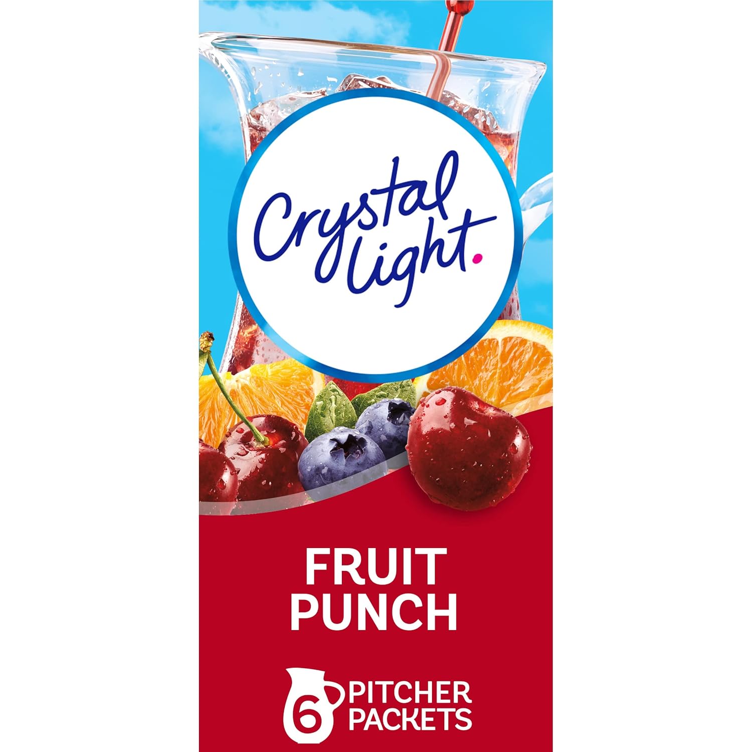 Crystal Light Fruit Punch Artificially Flavored Powdered Drink Mix, 72 ct Pack, 12 Canisters of 6 Pitcher Packets