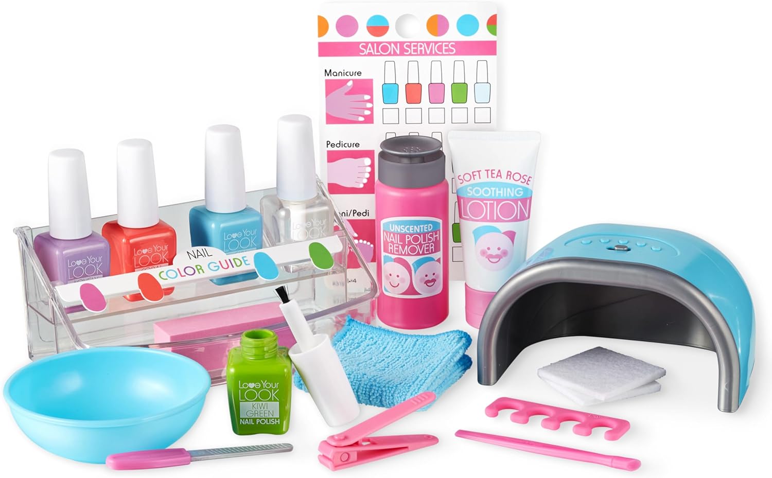 Melissa & Doug Love Your Look Pretend Nail Care Play Set – 20 Pieces for Mess-Free Play Mani-Pedis (Does NOT Contain Real Cosmetics), Pink
