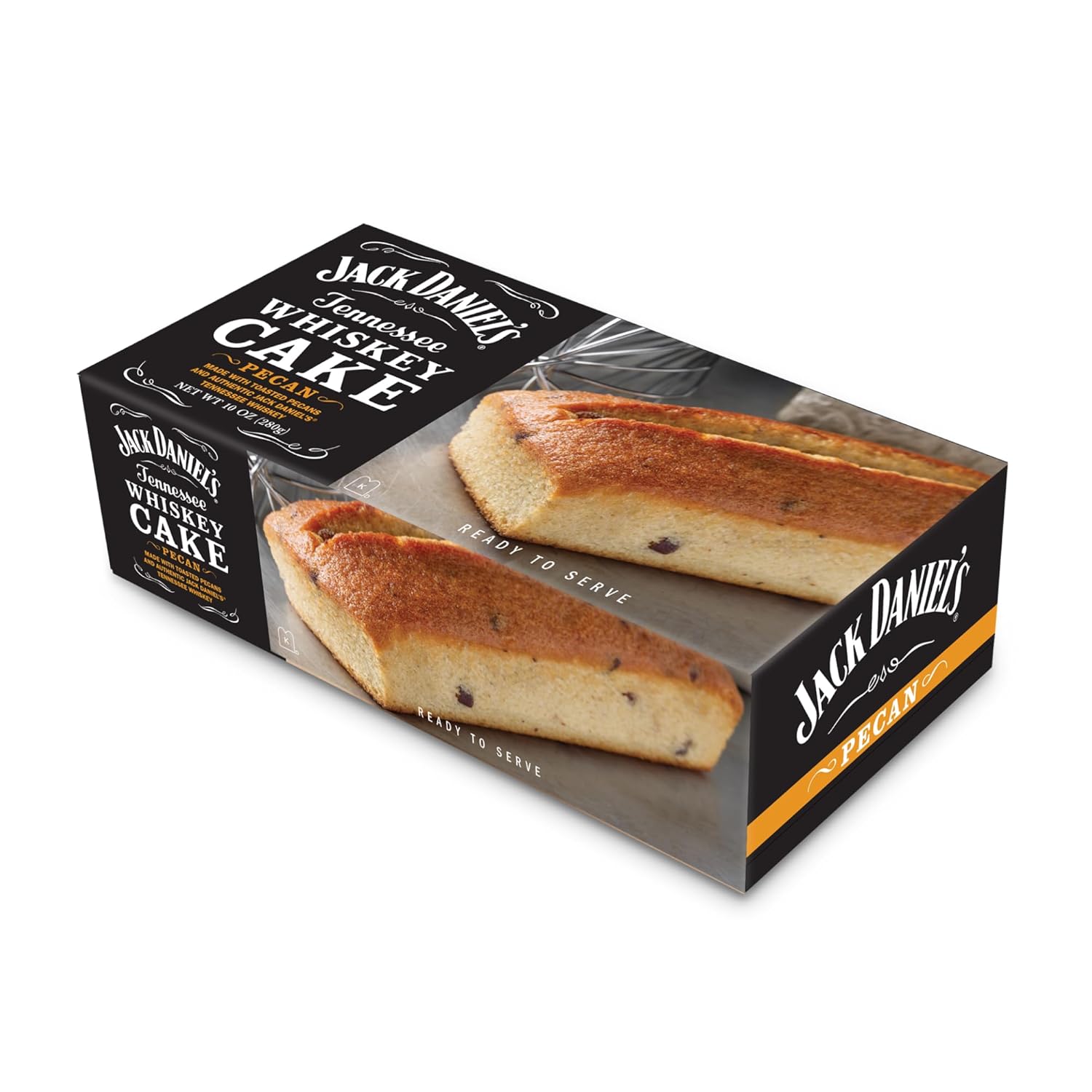 Great Spirits Baking Jack Daniel's Whiskey Pecan Cake, 10 oz, Authentic Whiskey-Infused Dessert, Perfect for Whiskey Lovers, Ready-to-Serve, Certified Kosher Dairy