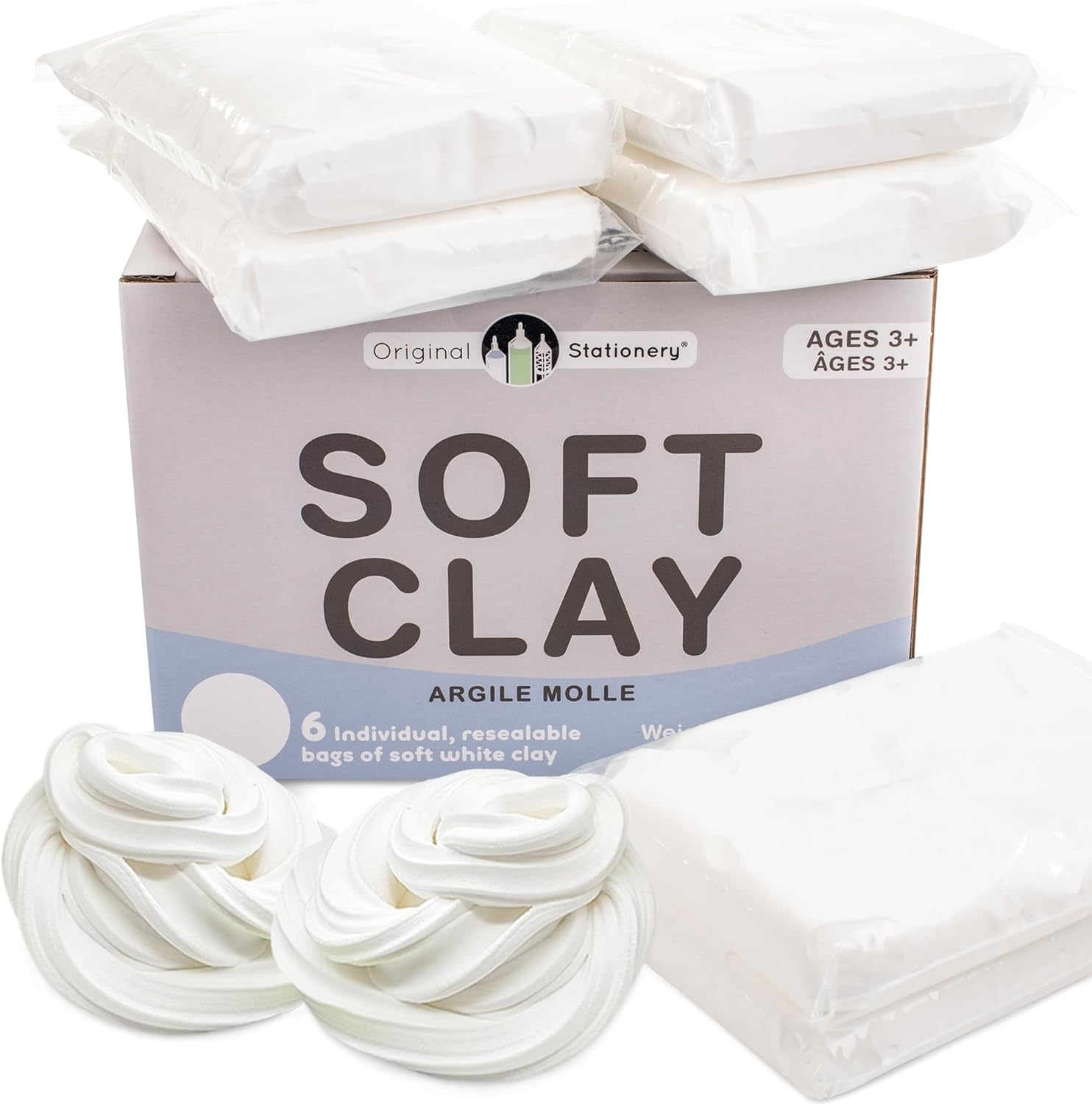 Original Stationery Soft Clay for Slime Making - Moldable Modeling Clay for Kids, Blend with Glue & Shaving Foam for Butter Slime, 1.3 Lbs/600g - Fun Birthday Gift - Mix-in Supplies