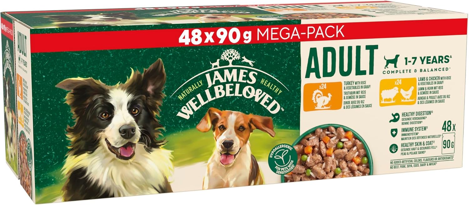 James Wellbeloved Adult Dog Food Mixed Selection in Gravy Pouch 48 x 90 g