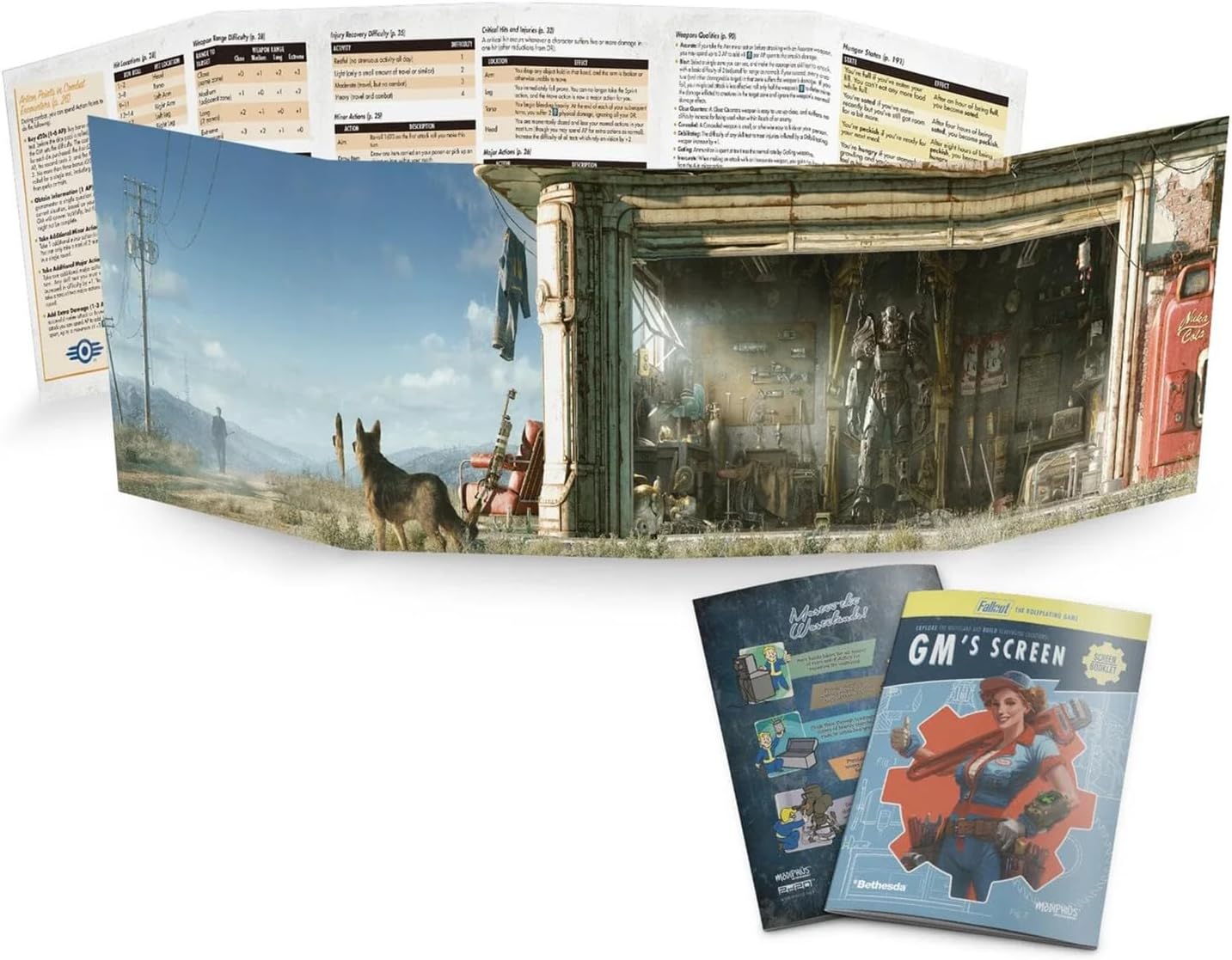 Modiphius Entertainment: Fallout: The Roleplaying Game - GM Screen + Booklet + Flysheet - RPG Accessories, Includes Tables Rules & Guides