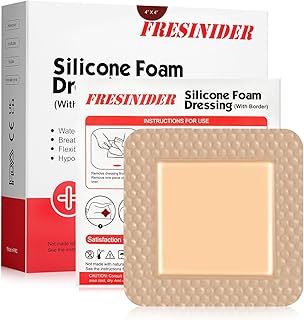 Silicone Foam Dressing with Adhesive Border – Wound Dressing Bandage – Silicone Foam Pad – Pack of 10 – 4 x 4 Inches Large Waterproof Bandages – Self Adhesive Wound Care and Dressings
