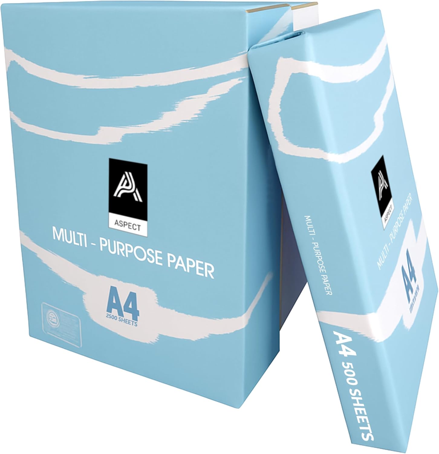 Aspect A4 White Papers Sheets 5 Reams – 2500 Sheets - Bright White Paper - Office Printer, Copier Paper - Multifunction Laser Inkjet Paper - Stronger, A4 Paper Reams - 2500 Sheets (5 Reams)