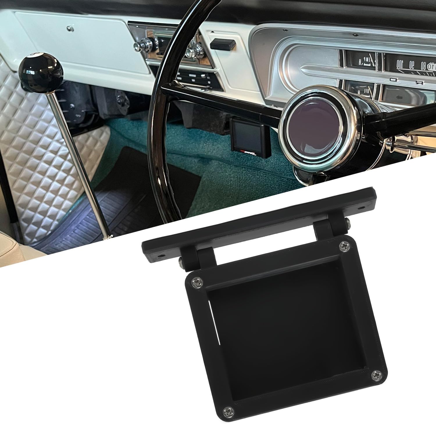 Under Dash Screen Mount for Holley Sniper Terminator X EFI 3.5" Screen, Reserved SD Card Slot, Power Button, Hinged Joint