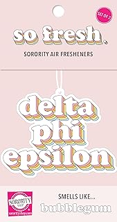 Sorority Shop Delta Phi Epsilon Retro Air Freshener - DPE Bubblegum Scented Air Freshener – Sorority Retro Design Air Freshener for Car or Dorm– Sorority Gift, Charm Paraphernalia