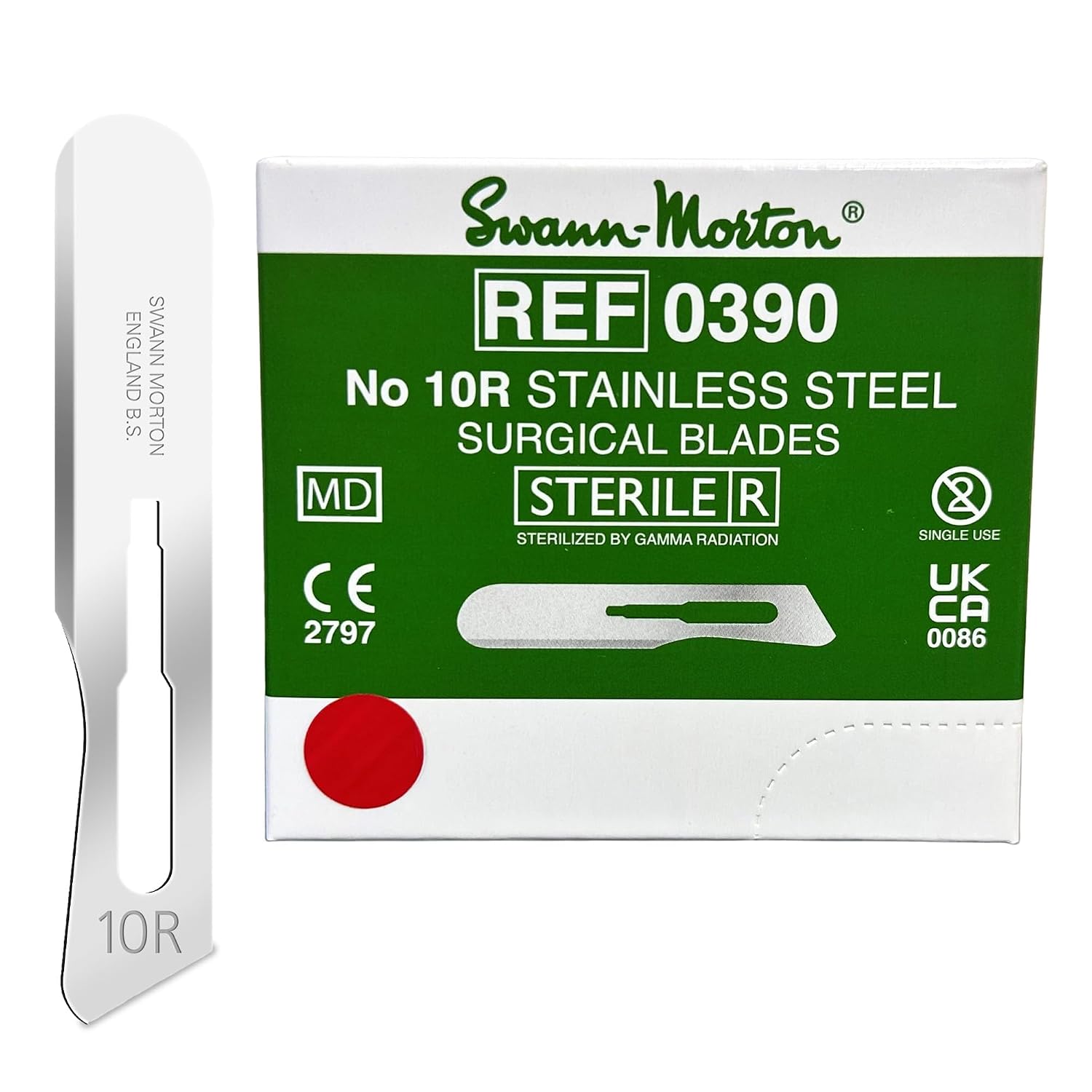 Swann Morton Scalpel Blade #10R - Dermaplane Blade for Face, Box of 100