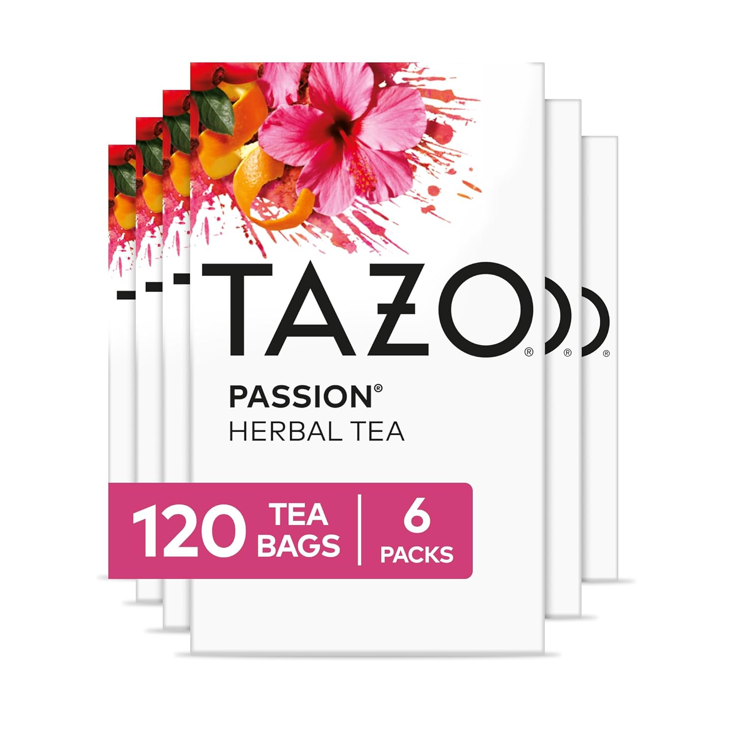 TAZO Passion Herbal Tea Bags, Iced or Hot, Caffeine-Free, 120 Total Tea Bags (20ct - Pack of 6)