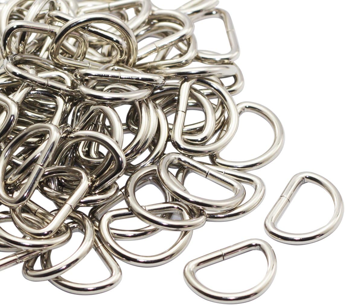 CrocSee Metal D Ring 1 inch Non Welded Nickel Plated Pack of 100 (Large)