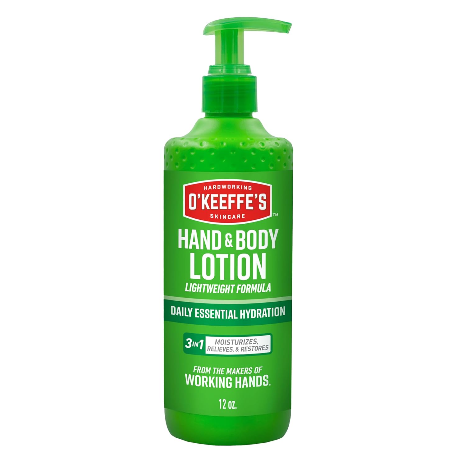 O'Keeffe's Hand and Body Lotion - 12 oz Pump (1 Pack) -Daily Essential Hydrating Hand & Body Lotion, Heals & Relieves Extremely Dry Skin