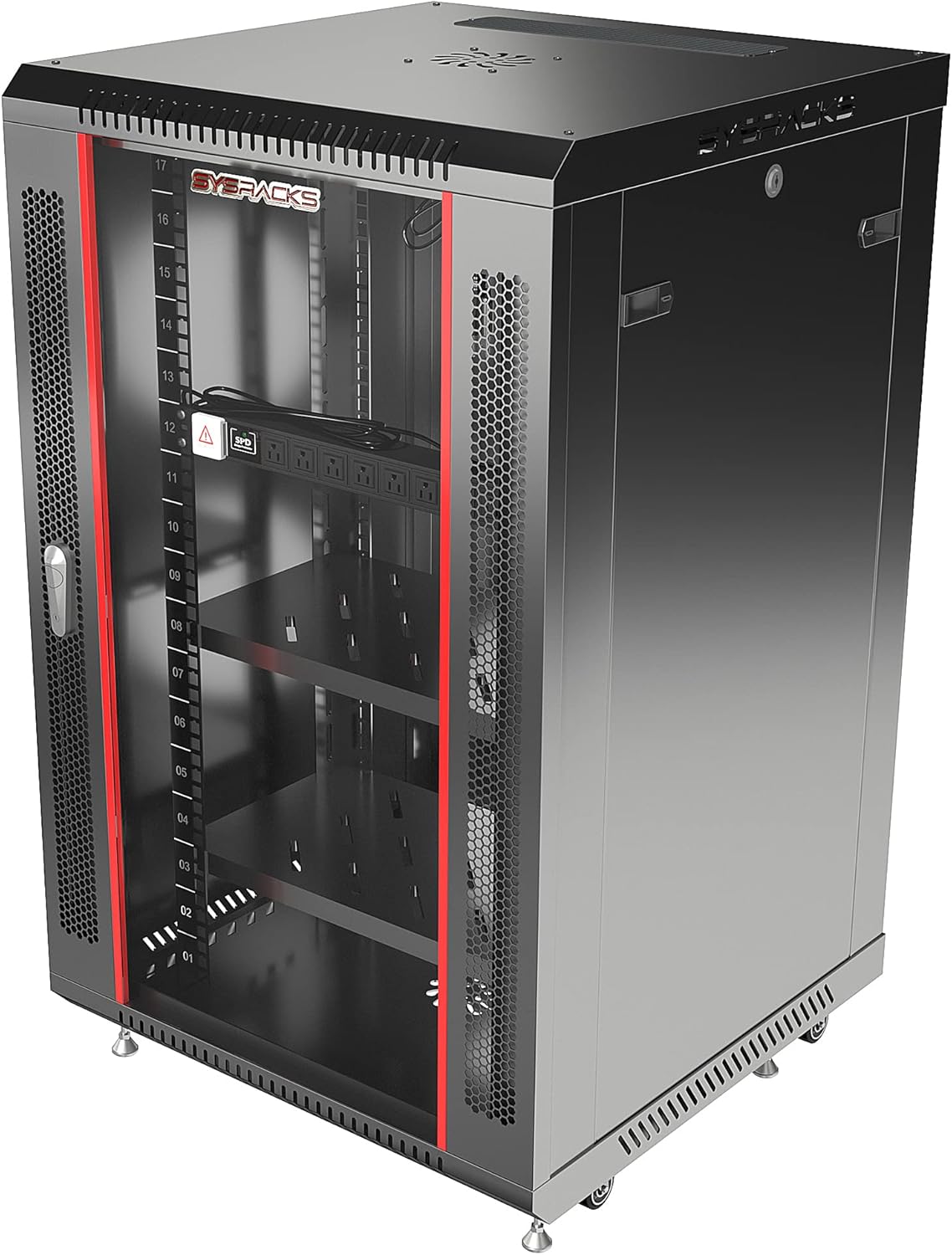18U Wall Mount Server Rack Cabinet for Home Lab, Office IT and AV Network Installations, 24-Inch Deep 19-Inch Locking Rack with Fan, PDU and Shelves