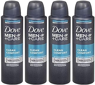 Dove Men + Care Clean Comfort Spray Deodorant & Antiperspirant 150ml / 3.8 Ounce,(4 Pack)