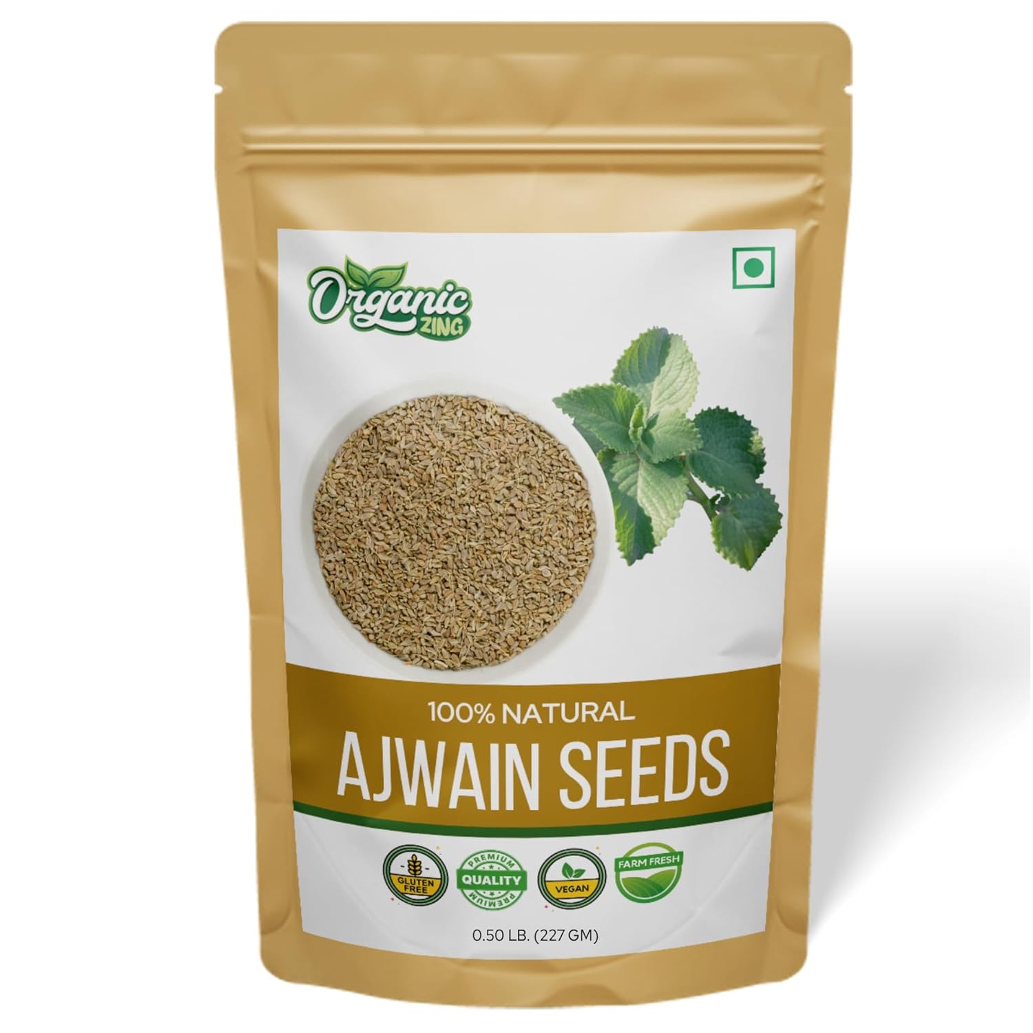Organic Zing Ajwain Seeds | 100% Adulterant Free and Without Preservatives | Natural and Chemical Free Ajwain Seeds | Naturally Grown | Product of India - 227 g (8 oz) Pack of 1
