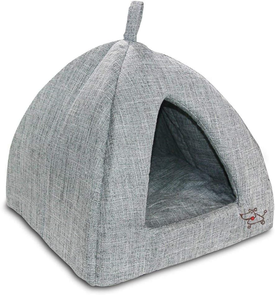 Best Pet Supplies Best Pet SuppliesPet Tent-Soft Bed for Dog & Cat, Inc., Inc. - Gray Linen, 16" x H: 14", 16" x 16" x H:14" (TT608-M)