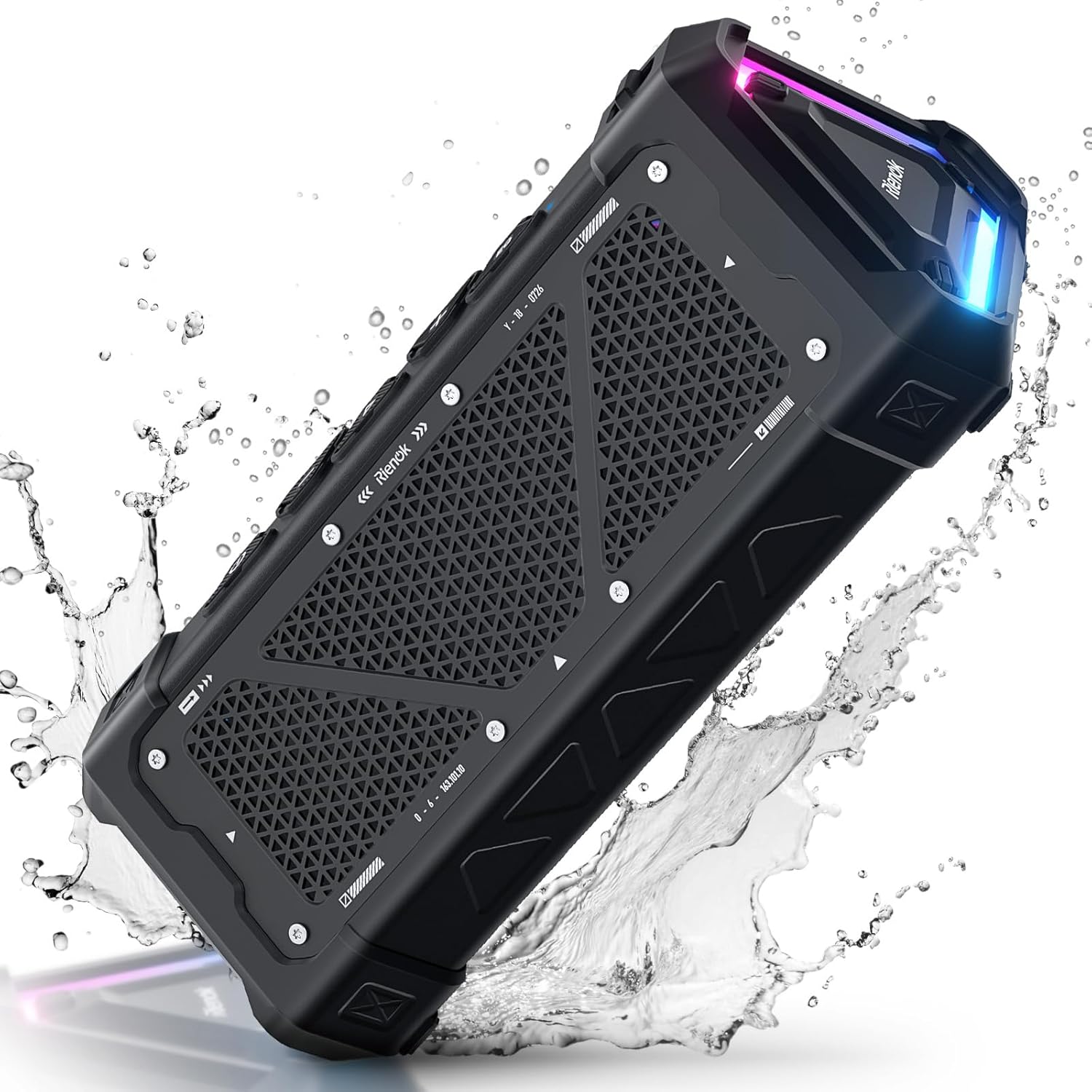 RIENOK S11 Bluetooth Speaker 30W Wireless Portable IPX7 Waterproof Speaker with 3 EQ Modes USB Audio Mode 24H Playtime Bluetooth 5.3 SD Card Up to 32G Speakers for Home Garden Party Camping Travel