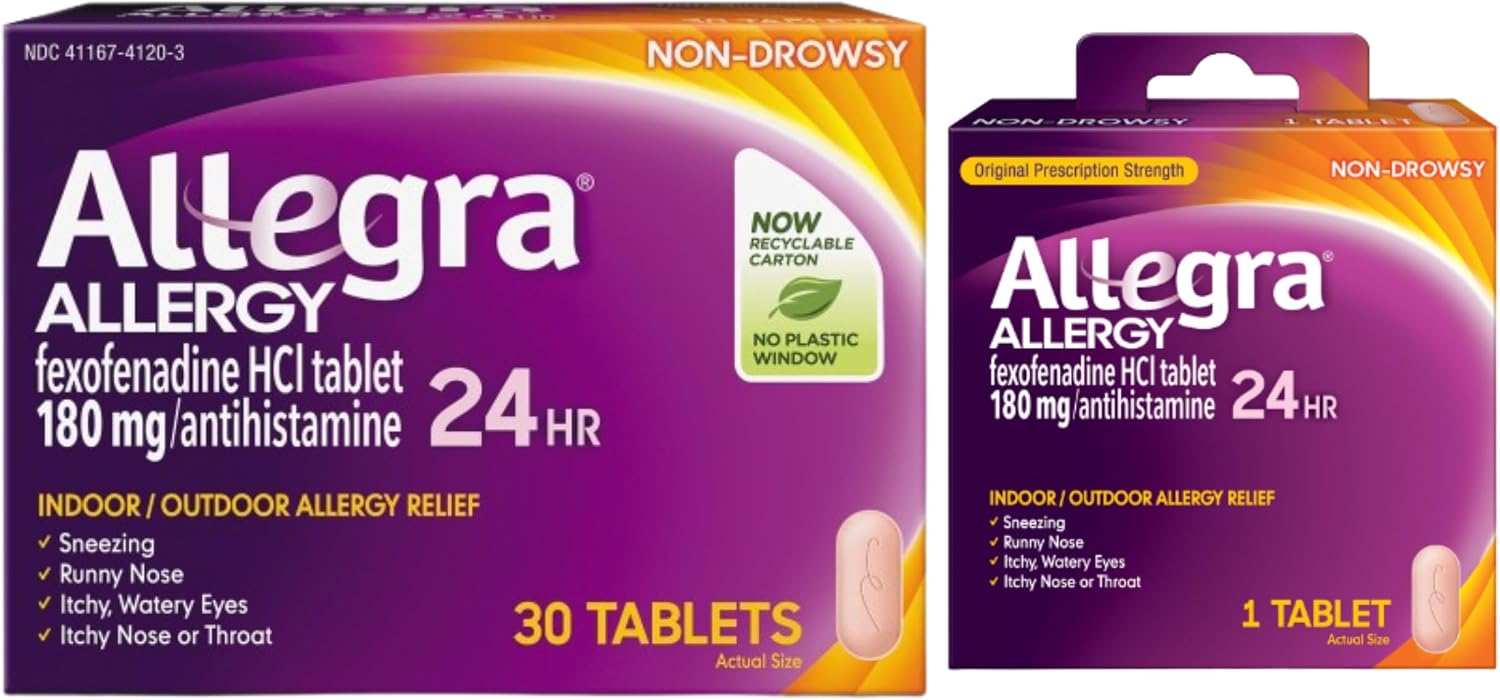 Allegra Adult 24-Hour Allergy Relief Tablets, 30-Ct + 1-Ct Travel Pack