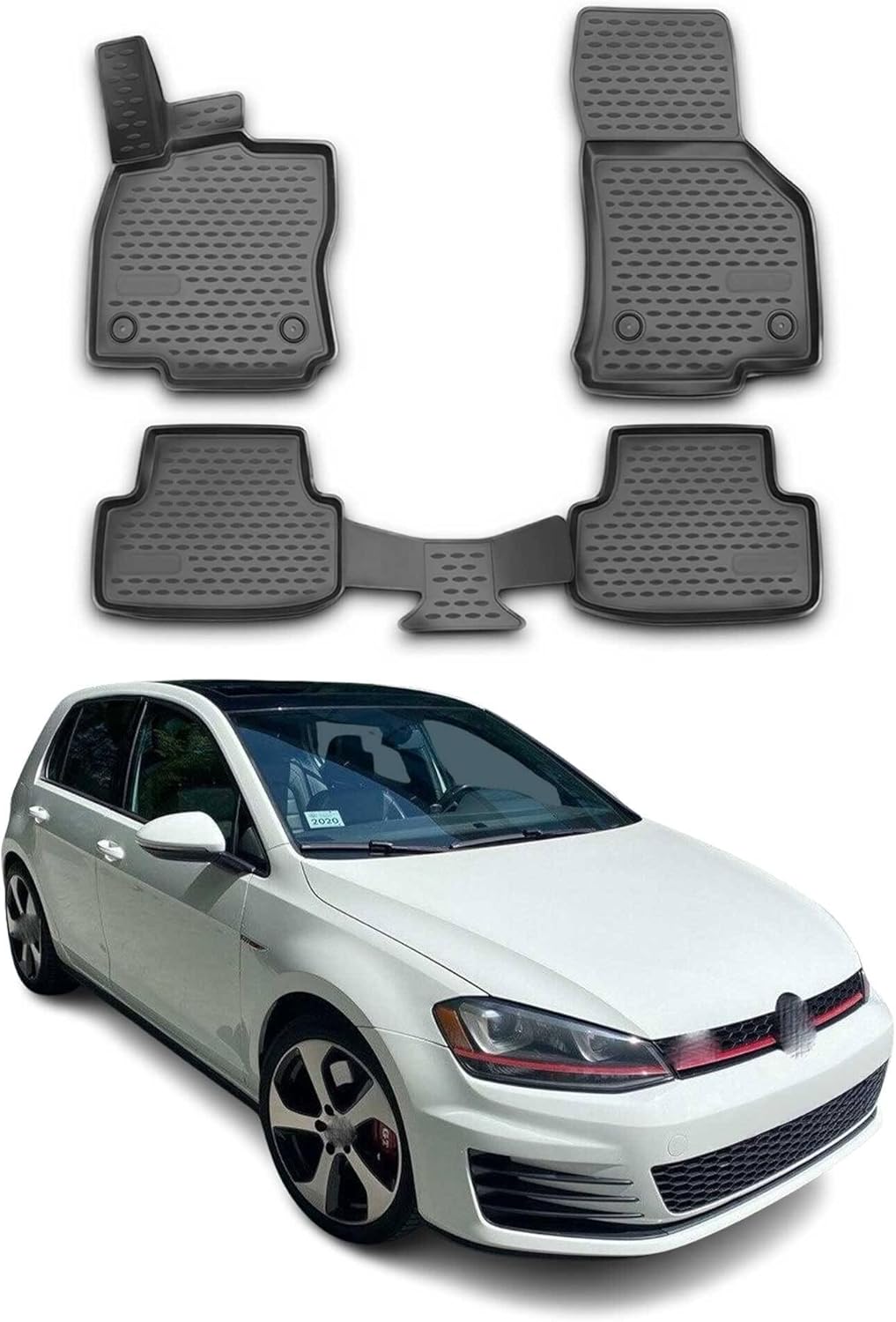 OMAC Floor Mats for VW Golf GTI MK7 2015-2021 Car Mats All Weather 3D Custom Fit Rubber Mat Waterproof Odorless TPE Floor Liners Laser Measured Non-Slip (Black)