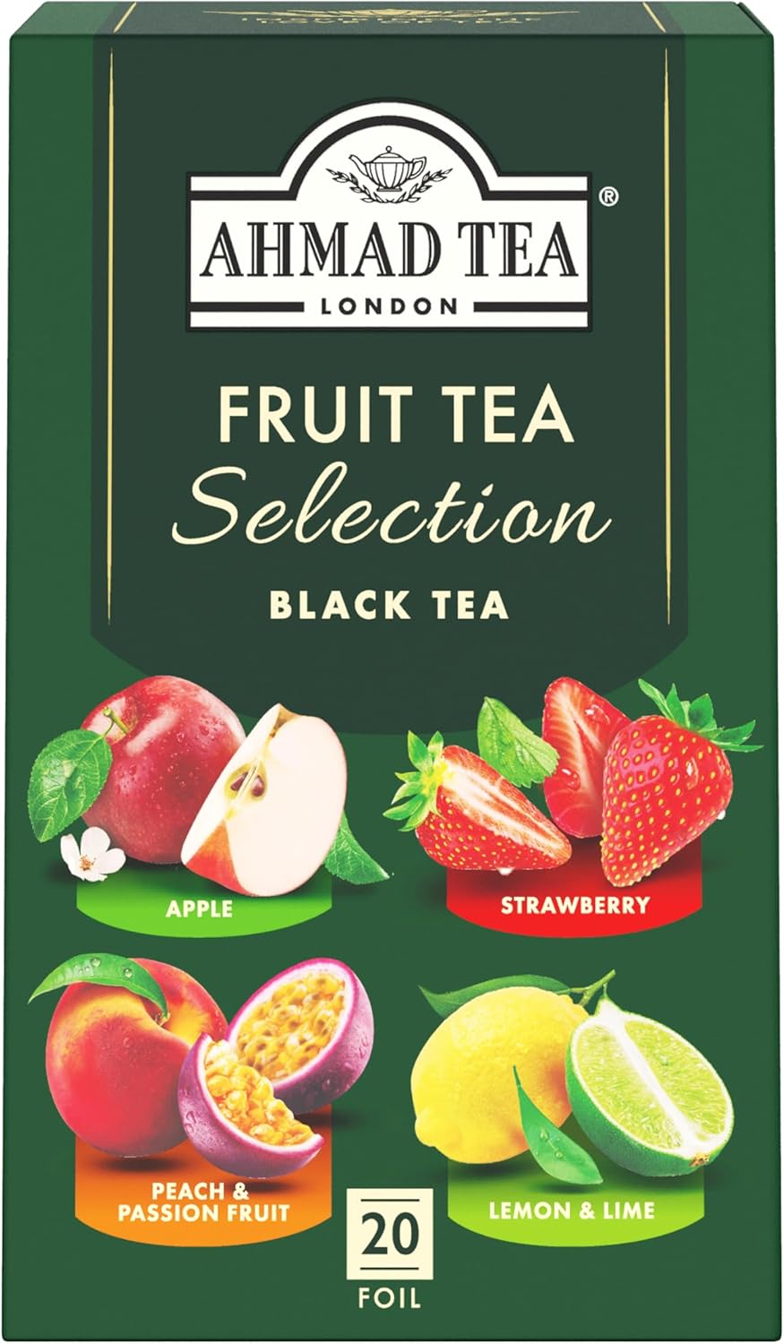 Ahmad Tea Fruit Black Tea | Fruit Tea Selection | 20 Teabag Sachets | 1 Pack