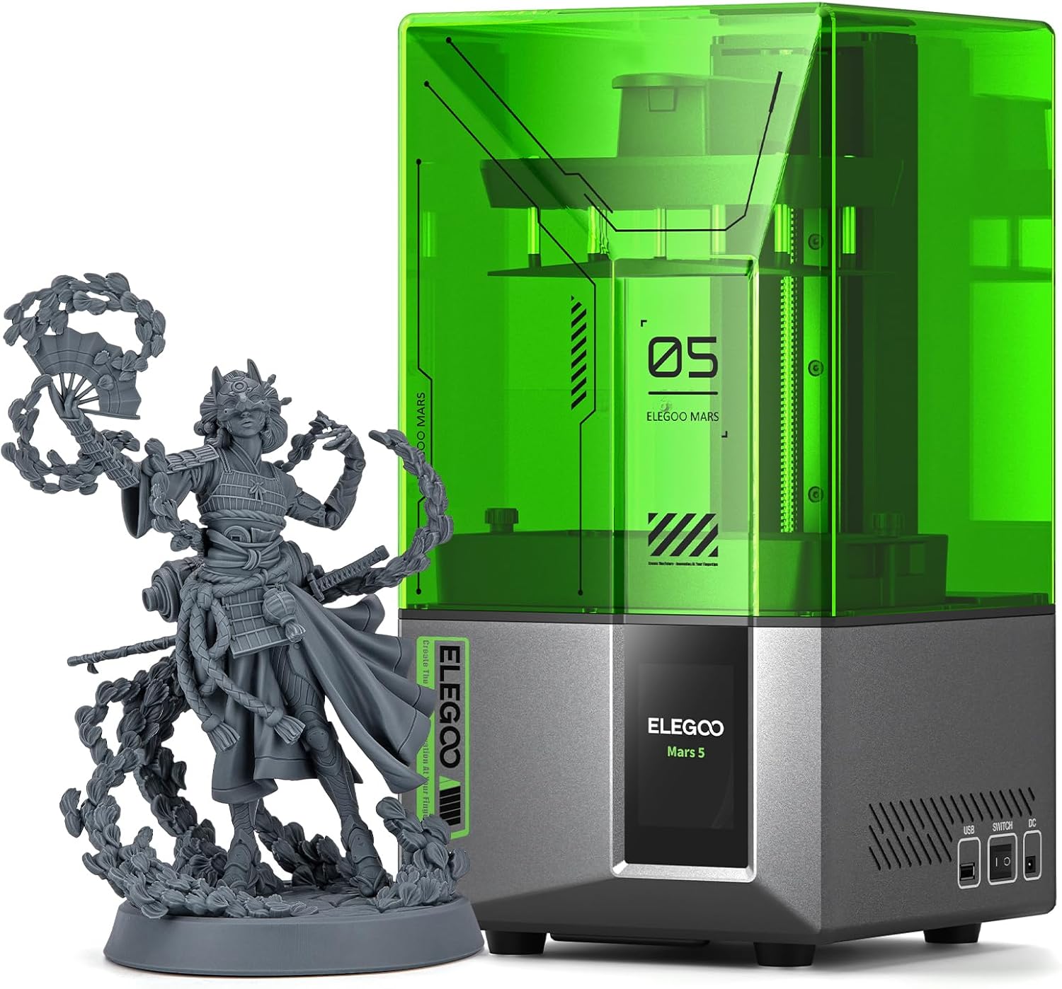 ELEGOO Mars 5 Resin 3D Printer, 6.6-Inch 4K Mono LCD, Auto Leveling, Advanced Overheat Protection,70mm/h 3D Printing Speed, Desktop Msla 3D Printer 5.65x3.53x5.91 inch Printing Size
