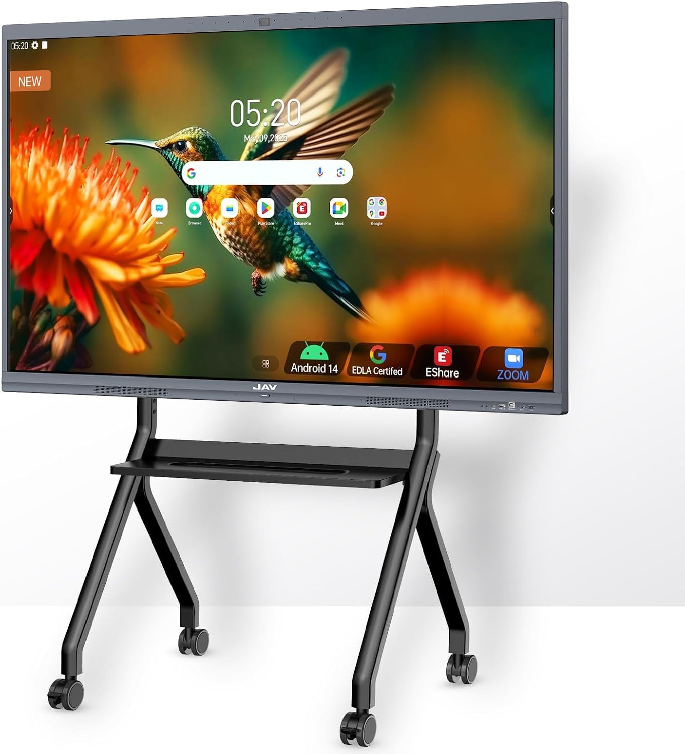 JAV 55" Smart Board Pro Google EDLA Certified 4K UHD Interactive Whiteboard for Classroom Office All-in-One Touchscreen Display with 48MP AI Camera 100W Soundbar Android 14 8+128GB Wall Mount Included