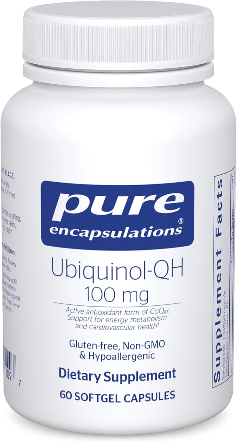 Pure Encapsulations Ubiquinol-QH - 100 mg CoQ10 - Supports Energy Metabolism & Heart Health* - Coenzyme Antioxidants Supplement - Non-GMO - 60 Softgel Capsules