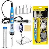 Electronics Soldering Iron Kit - 80W Digital LCD Solder Gun with ON/OFF Switch Adjustable Temperature Controlled and Fast Heating Thermostatic Design Welding Tool
