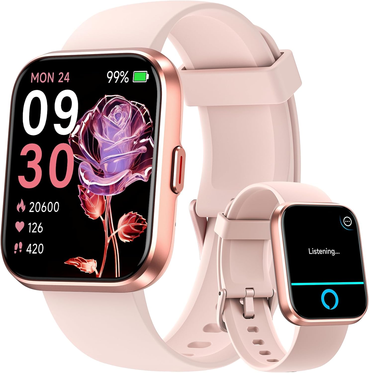 Smart Watches for Women, Alexa Built-in Fitness Watch with 1.8" LCD Screen & Bluetooth Call (Make/Answer), Heart Rate/SpO2/Sleep Monitor, 100 Sports, IP68 Waterproof Smartwatch for Apple Android