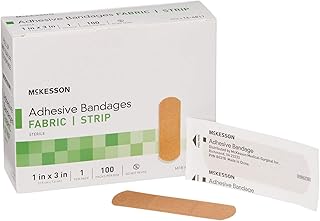 McKesson Adhesive Bandages, Sterile, Fabric Strip, 1 in x 3 in, 100 Count, 1 Pack