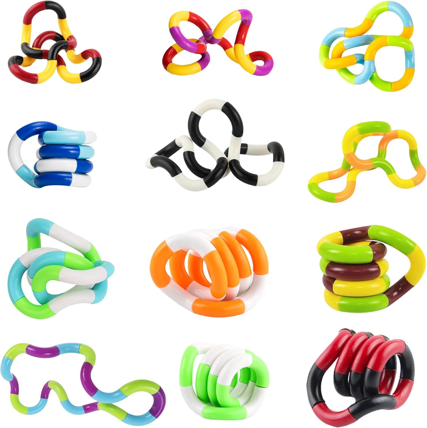 BAIYSFFG Tangle Fidget Toy 12PCS Age 3+, Fidget Toys for Kids and Adults (12 Colour)