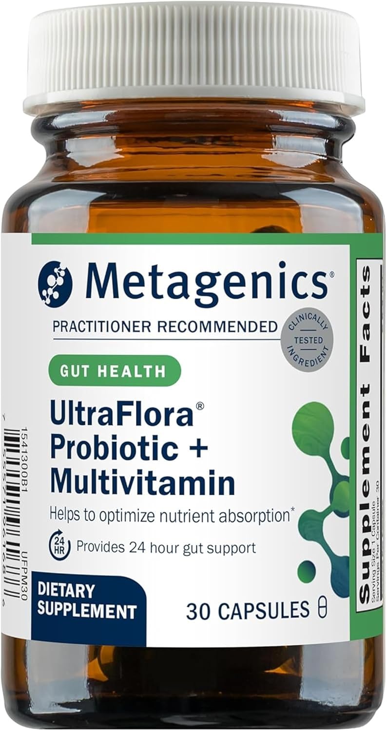 Metagenics UltraFlora Probiotic + Multivitamin 30 C - Gut Health Supplement for Digestive Balance Support - Daily-Use Capsules - 24-Hour Gut Support - 30 Count