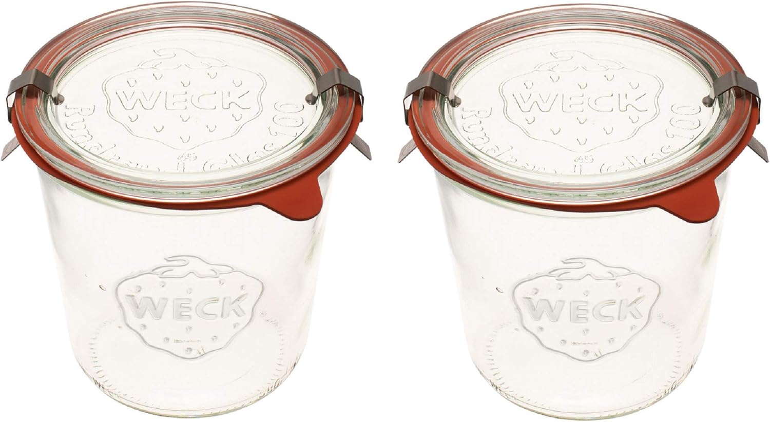 Weck Canning Jars 742 - Weck Mold Jars made of Transparent Glass - Eco-Friendly Canning Jar - Storage for Food, Yogurt with Air Tight Seal and Lid - 1/2 Liter Tall Jars Set - (2 Jars)