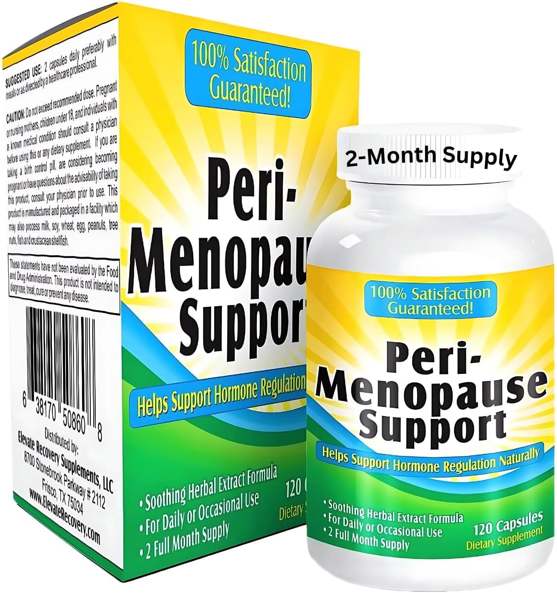 2-Month PeriMenopause Supplements (All-in-1) Women's Hormone Support | Blend of 11 Herbs & Extracts | Peri-Menopause Supplement for Women | Female Hormonal Balance | 60-Day Supply | 120 Capsules