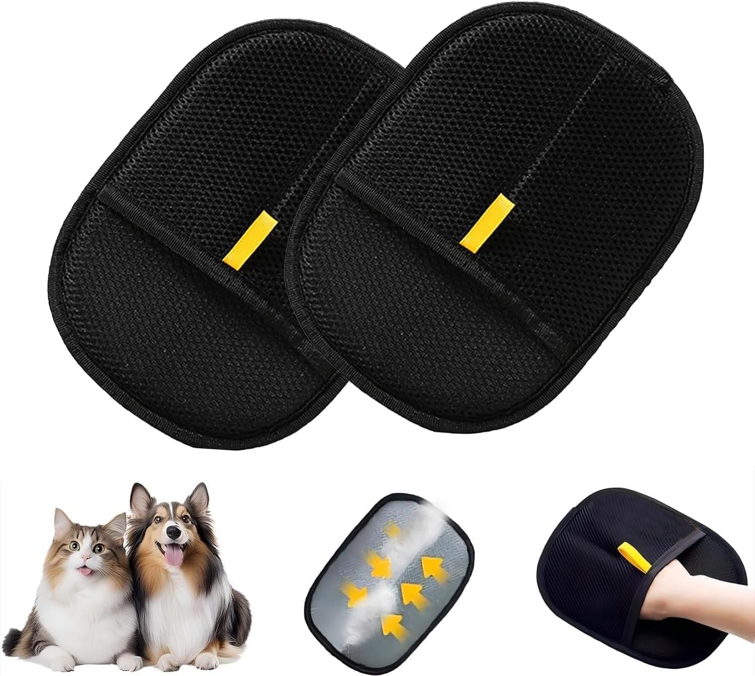 Pet Hair Removal Glove for Cats & Dogs, Efficient Grooming Gloves for Pet Hair, Cat Grooming Gloves for Hair Removal，Reusable Cat & Dog Hair Remover for Couch, Furniture, Carpet, Curtain(2Pcs)