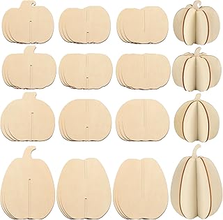 DIY 3D Pumpkin Fall Wood Crafts to Paint for Kids Adults, Paintable Unfinished Wooden Slices for Craft, Autumn Pumpkins Cutouts Ornaments for Painting Decorations (24 PCS)