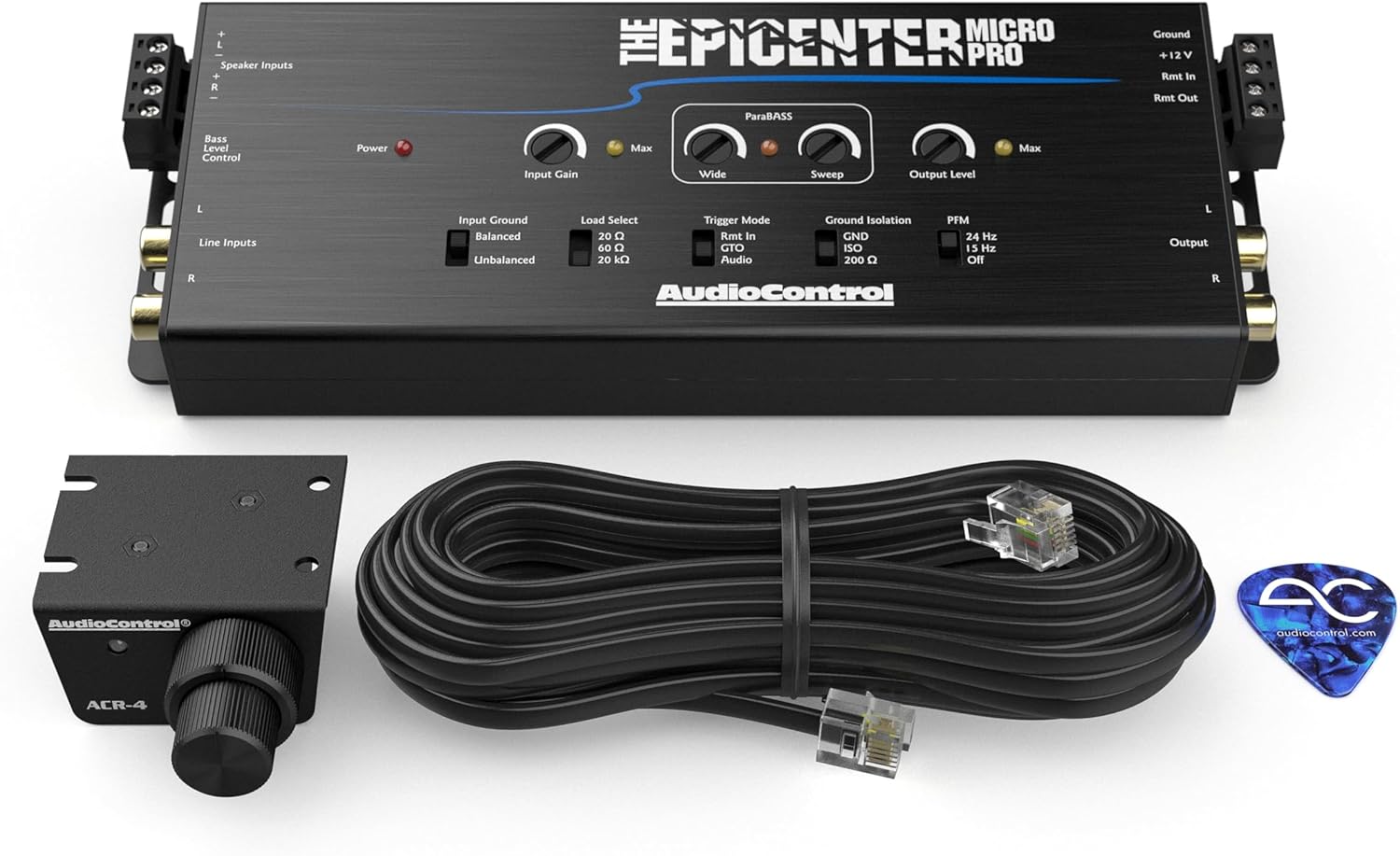 AudioControl The EPICENTER Micro PRO Digital Bass Restoration Processor & Line Output Converter, Car Audio Bass Booster Maximizer w/ACR-4 Remote Control