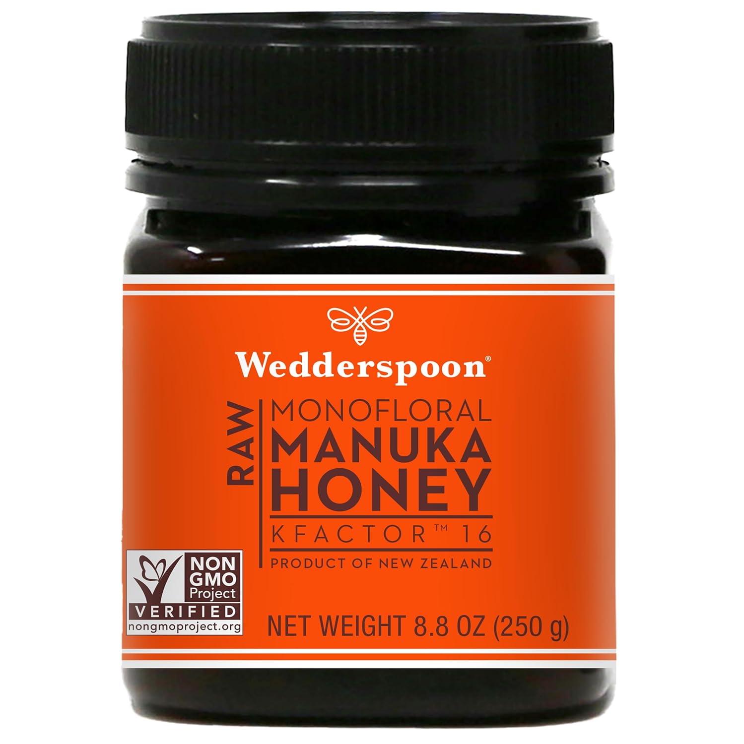 Wedderspoon Raw Premium Manuka Honey, KFactor 16, 8.8 Oz, Unpasteurized, Genuine New Zealand Honey, Traceable from Our Hives to Your Home
