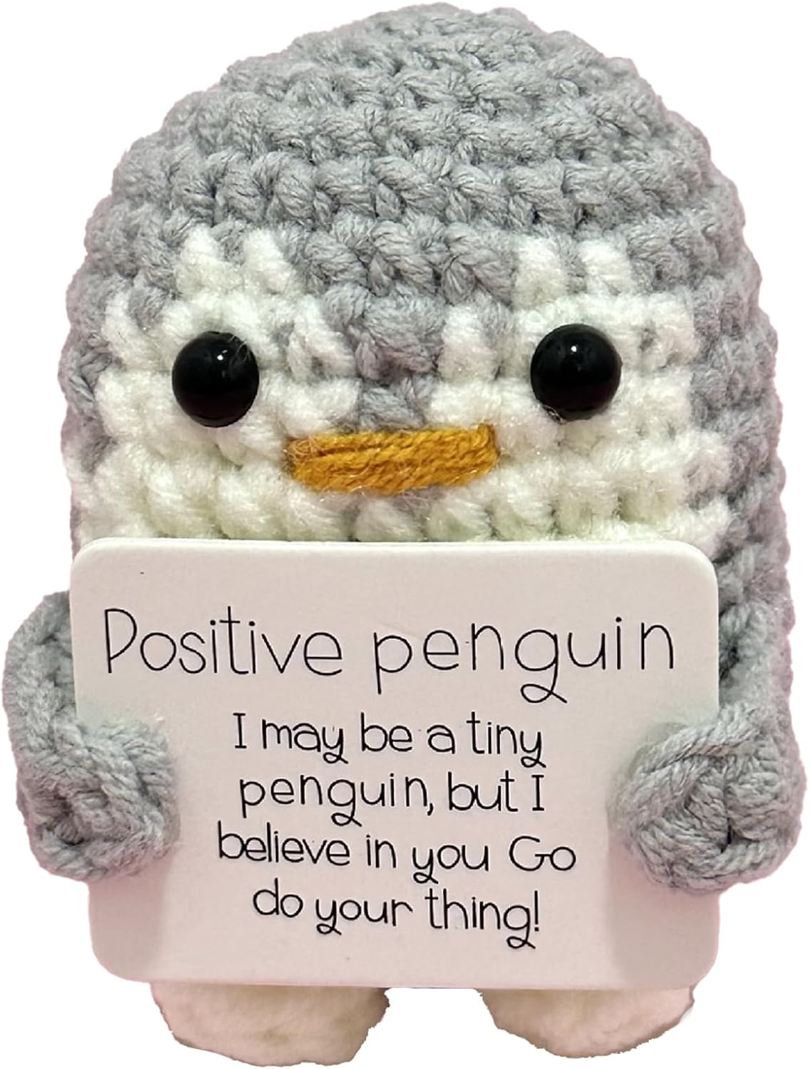Tomtary Cute Penguin Doll with Positive Card - Knitted Penguin Plush for Adults & Lovers