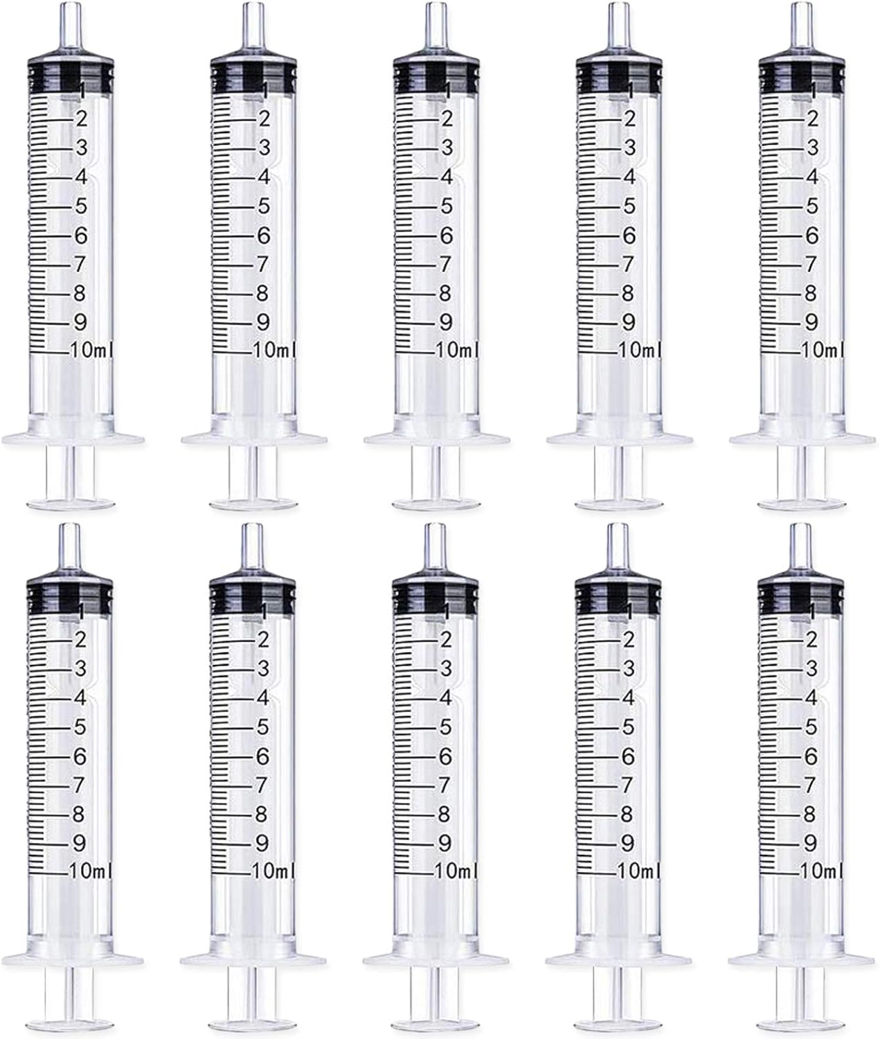 10 Pack 10ml Plastic Syringe, Liquid Measuring Syringe Tools Individually Sealed with Measurement for Scientific Labs, Measuring, Watering, Refilling, Feeding Pets, Oil or Glue Applicator
