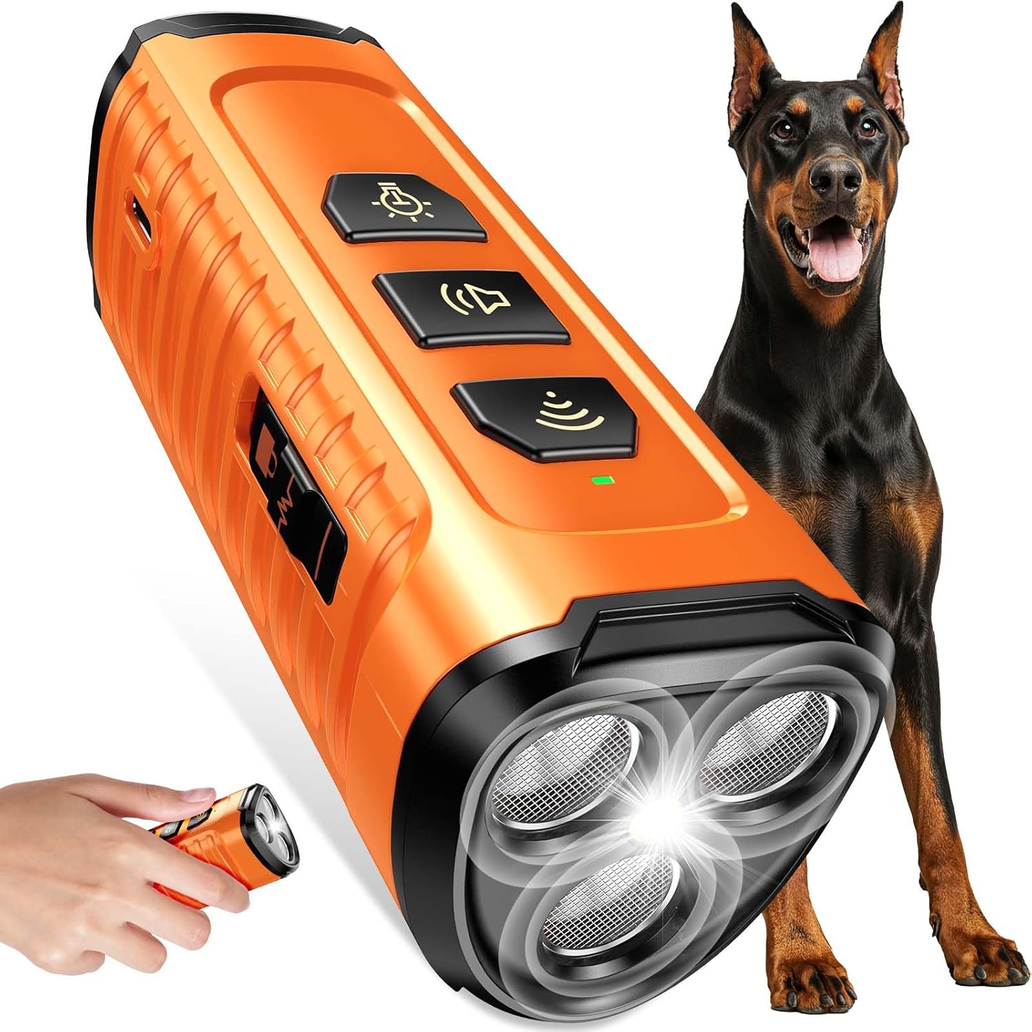 Dog Bark Deterrent Device, Anti Barking Device for Dogs 3X Ultrasonic to Stop Barking Neighbors Dog| 50ft Range, 5 Adjustable Modes, Flashlight & Beep | Safe & Effective for Small, Medium & Large Dogs