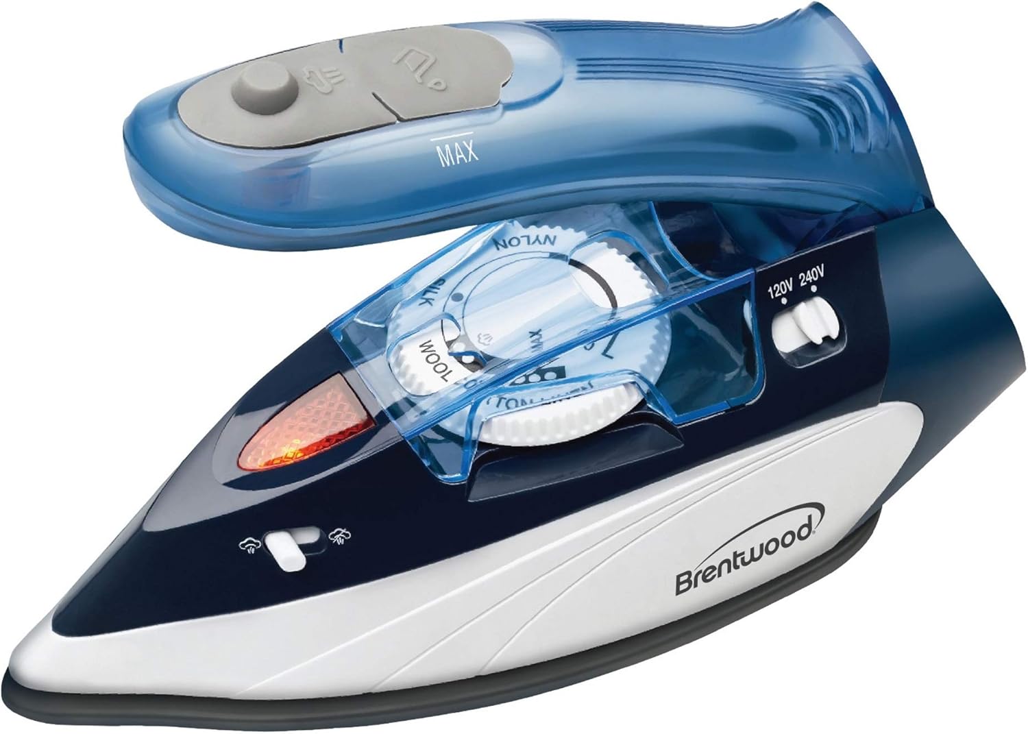 Brentwood MPI-45 Travel Iron with Steam 800-Watt Dual Voltage Non-Stick, Blue