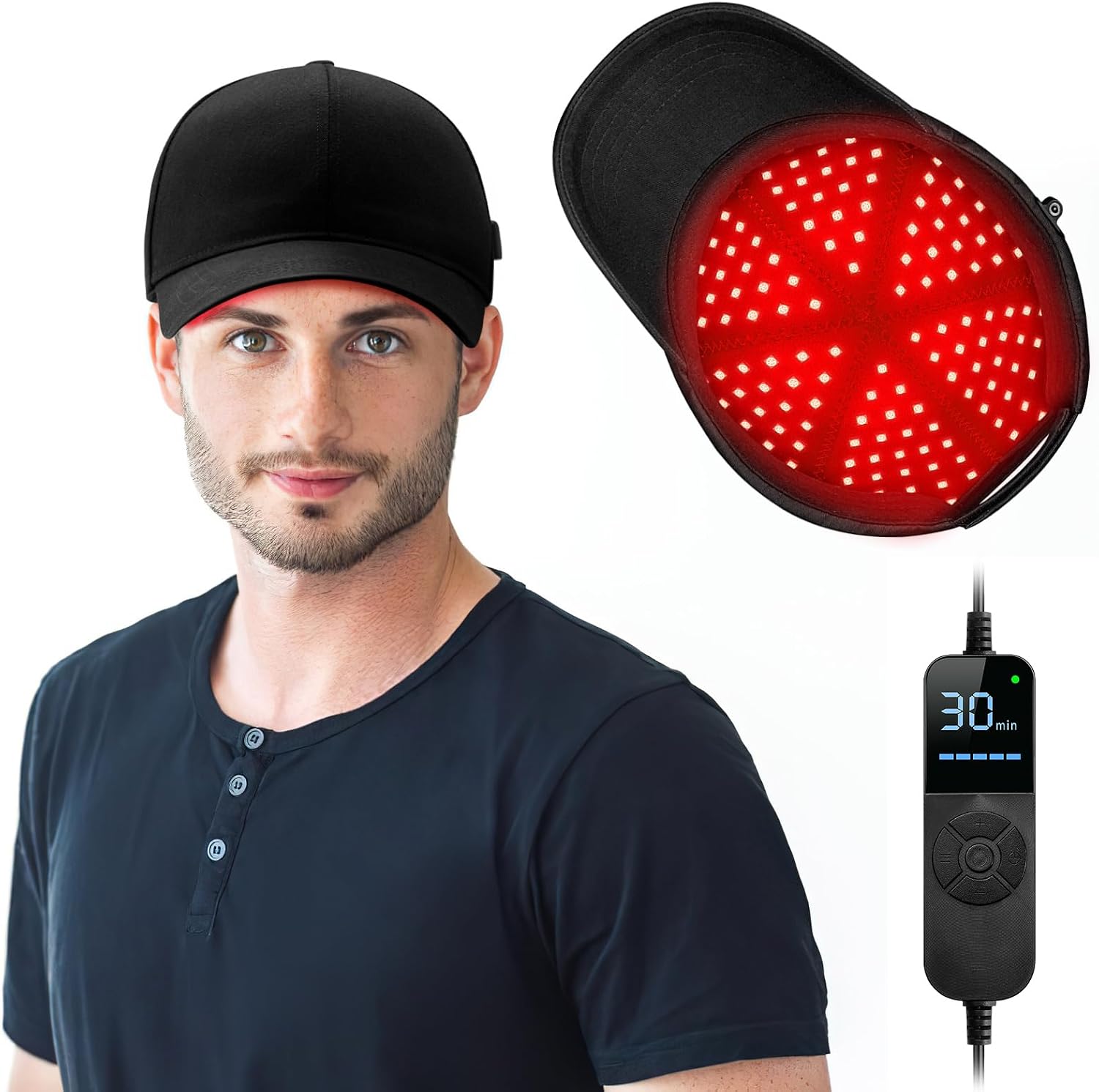 Laser Hair Growth Cap,Red Light theray for Hat Growth, Black Cap