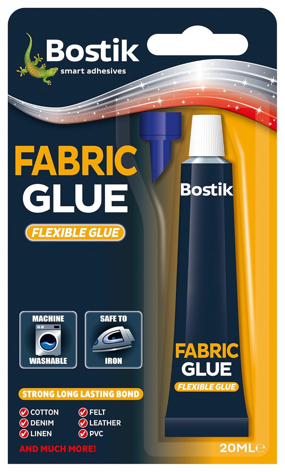 Bostik Fabric Glue, Ultra Strong and Long Lasting, Withstands Machine Washing and Ironing, 20ml