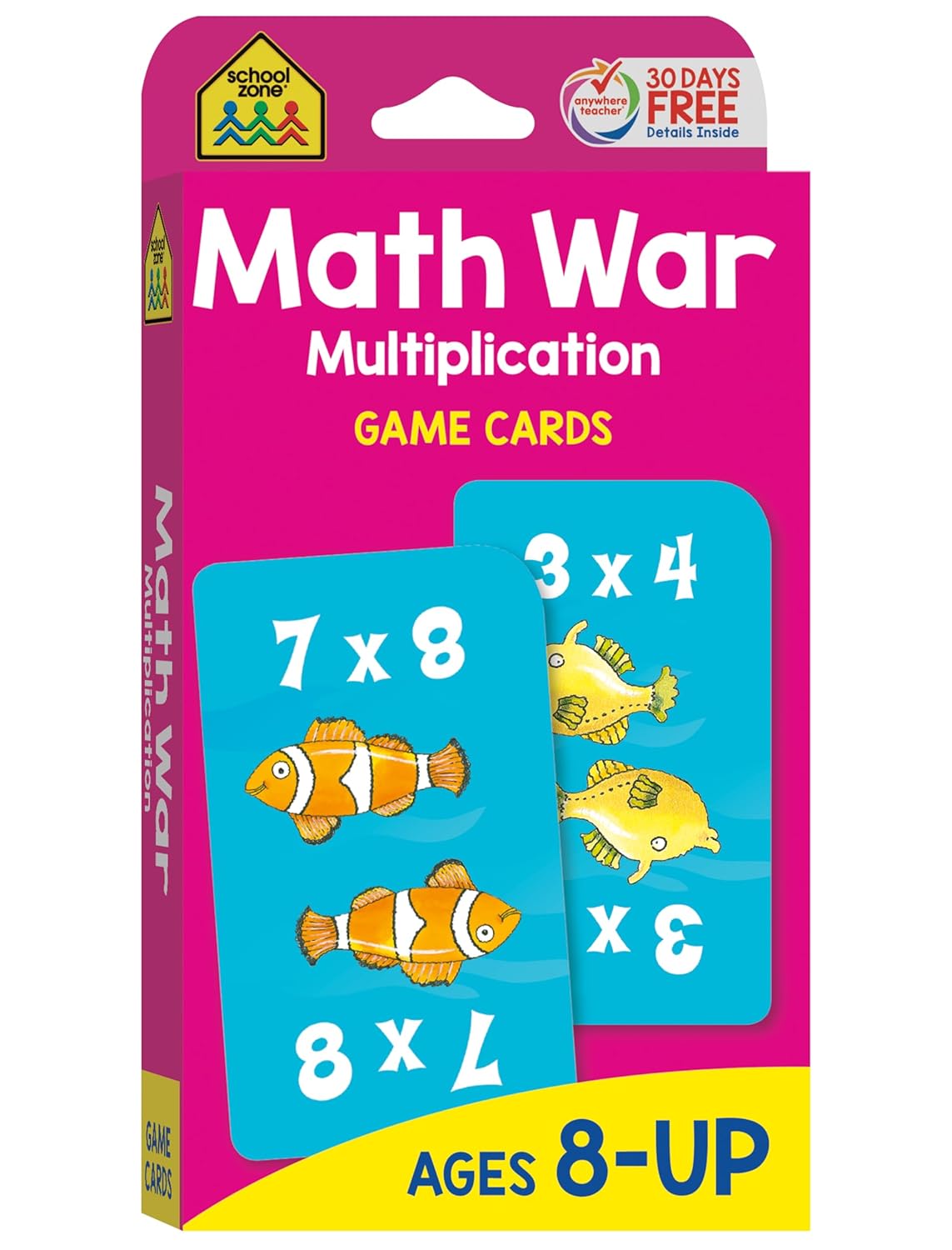 School Zone Math War Multiplication Game Cards: 56 Cards, 3rd Grade, 4th Grade, 5th Grade, Math Games, Beginning Algebra, Multiplication Facts & Tables, Ages 8+