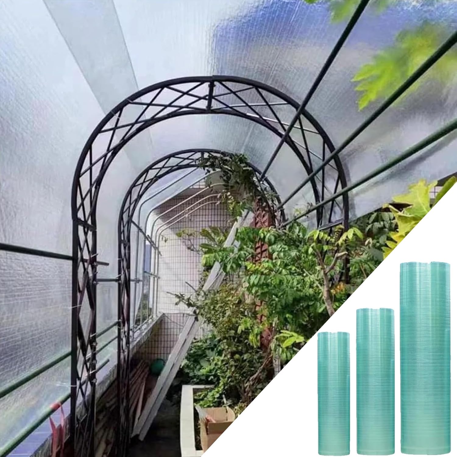 FENGSHOUU Polycarbonate Roofing Sheet,1mm Glassfiber Panels,Rain-Proof UV Protected Plastic Roof,Canopy Window Awning Rain Shelter Replacement,for Greenhouse/Garden (0.5m x 9m)