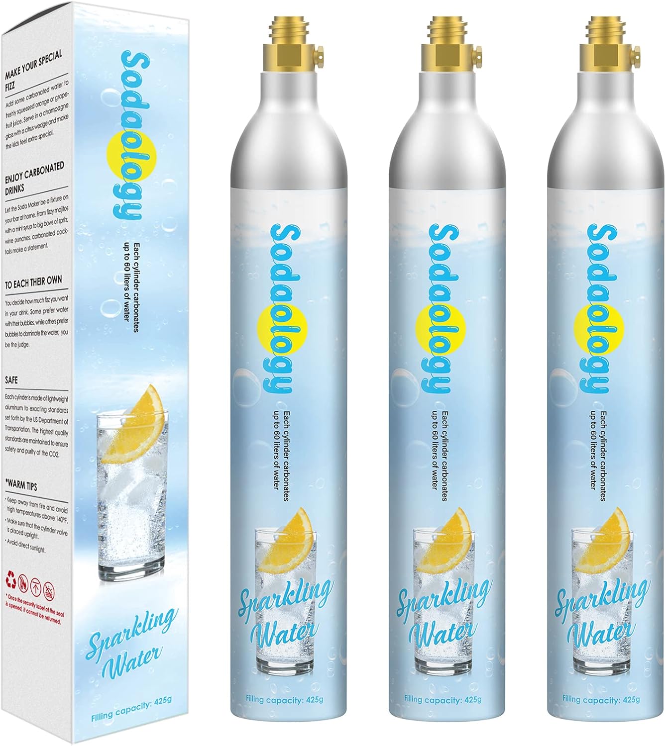 SODAOO LOGY 60L Co2 Carbonator Compatible with Sodastream Appliances [NOT for Art & Terra],14.5oz, Set of 3