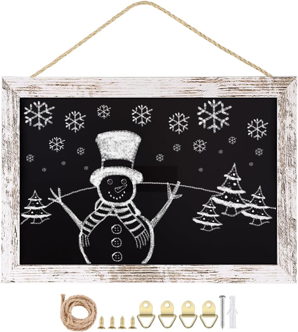 Magnetic Surface Chalkboard, 8.7" * 12.6", Vintage White Wood Frame，Wall Black Board to Use at Home, Office, and Restaurant Sign，Chalkboard-WH2232-US