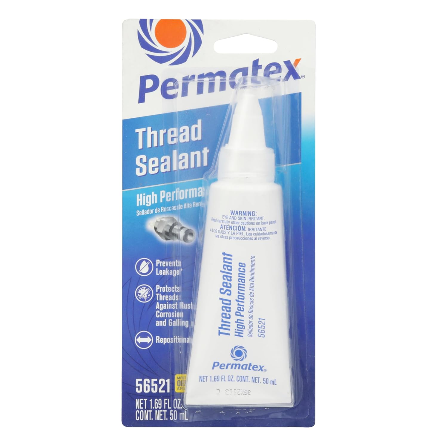 Permatex 56521 High Performance Thread Sealant ,Thread Lock & Screw Glue for Bolts Nuts & Fasteners to Prevent Loosening & Corrosion, Removable w/ Hand Tools 50 ml