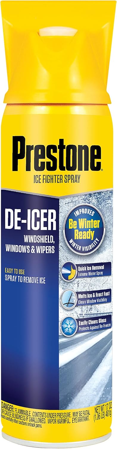 Prestone AS244 De-Icer for Windshield, Windows, and Wipers, 17 oz. Aerosol, 6 Pack
