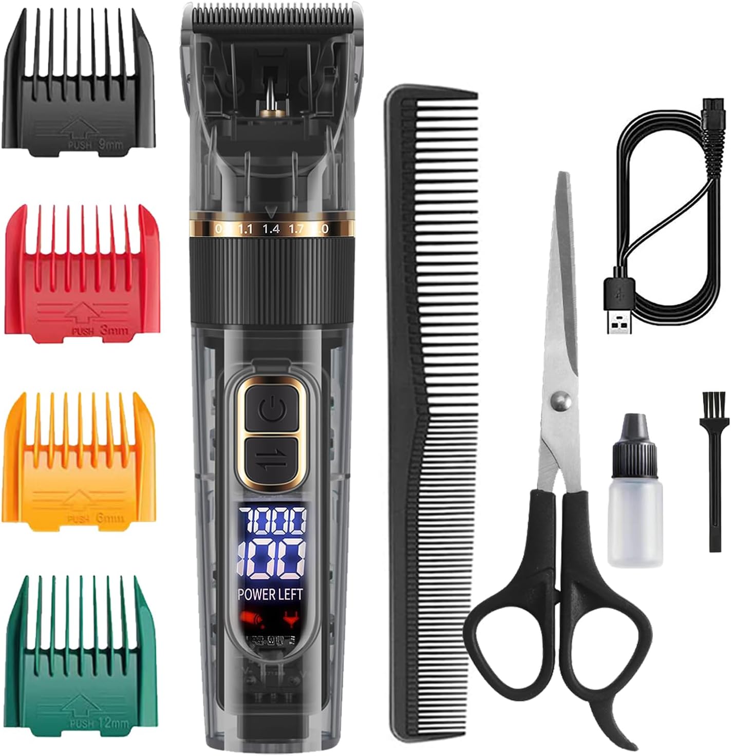 Professional Hair Clippers for Men,Barber Clippers for Hair Cutting,IPX7 Waterproof Hair Trimmers Cordless for Men Beard Trimmer,Wireless LCD Display Haircut Grooming Kit