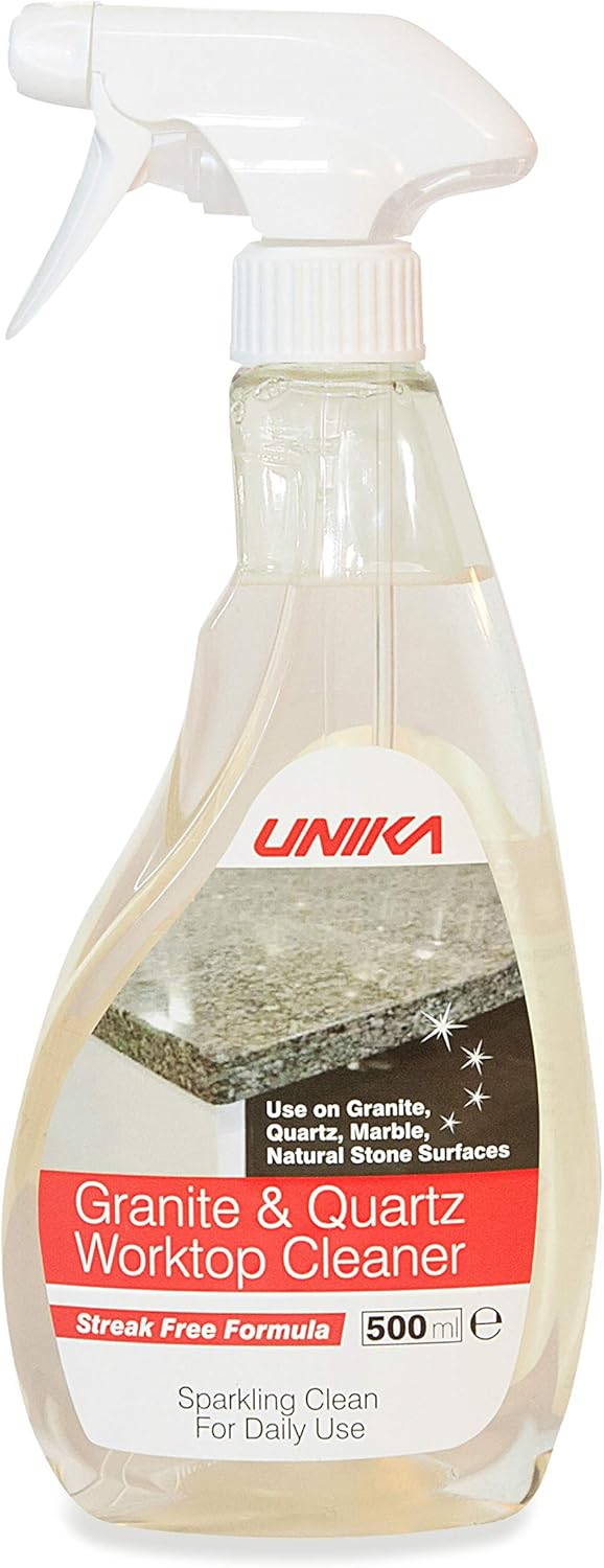 UNIKA Granite and Quartz Worktop Cleaner Spray 500ml – Daily Non-Abrasive Surface Cleaner for Kitchen, Marble, Natural Stone – Biodegradable & High Gloss Finish
